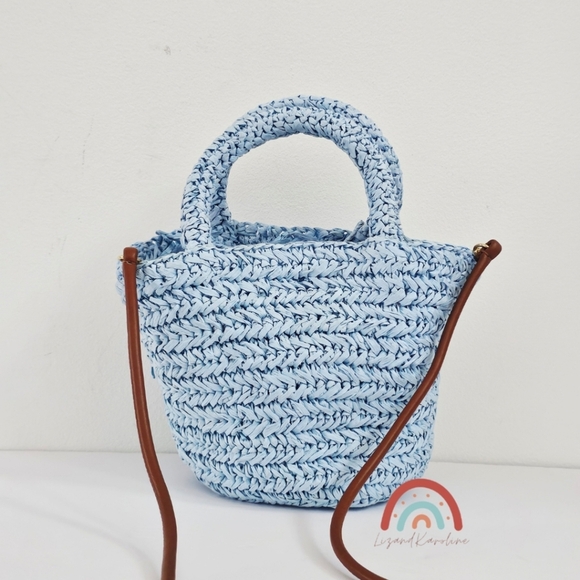 New! J. Crew Small Malta Handwoven Straw Bag with Leather Strap - Picture 5 of 12